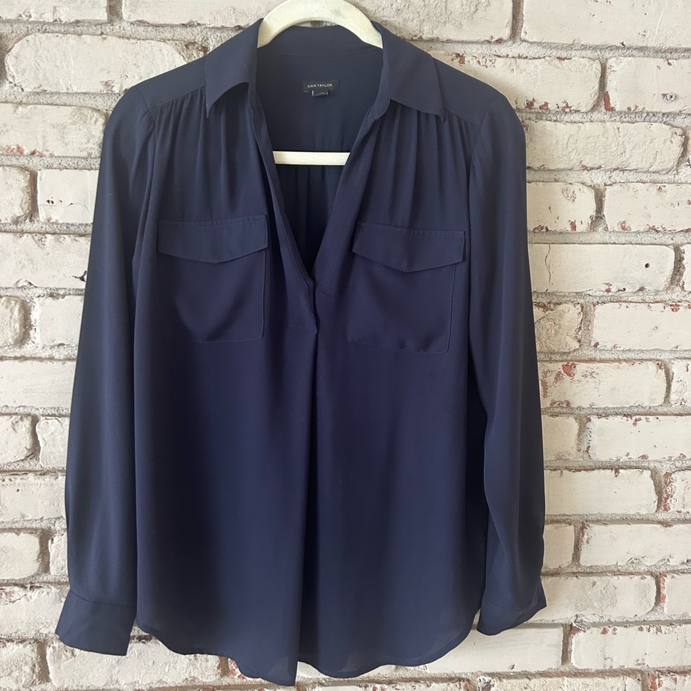 Ann Taylor XS Navy Camp Shirt